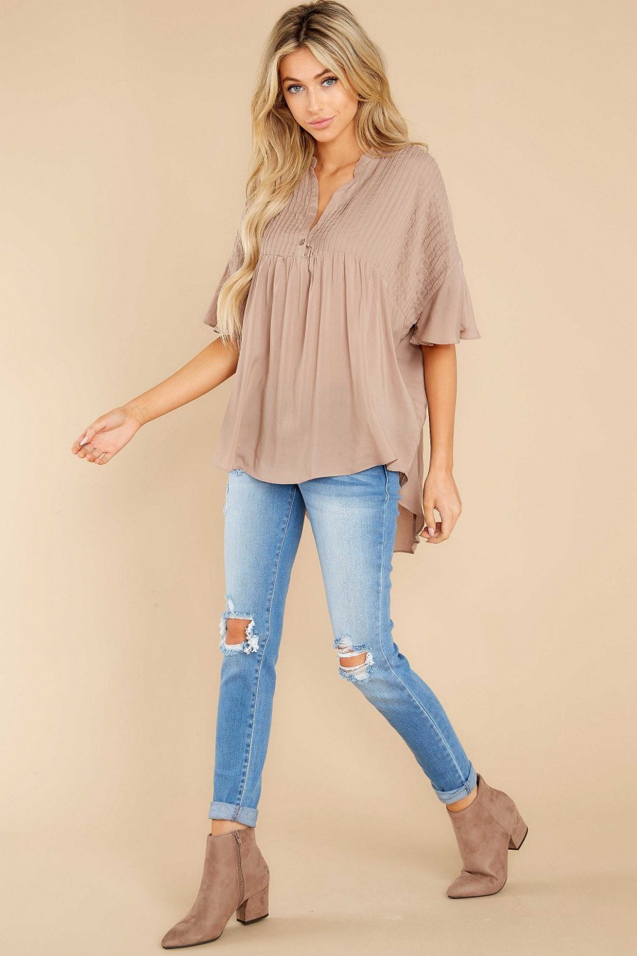 Clothing Red Dress Blouses & Shirts | Keep In Mind Top Mocha