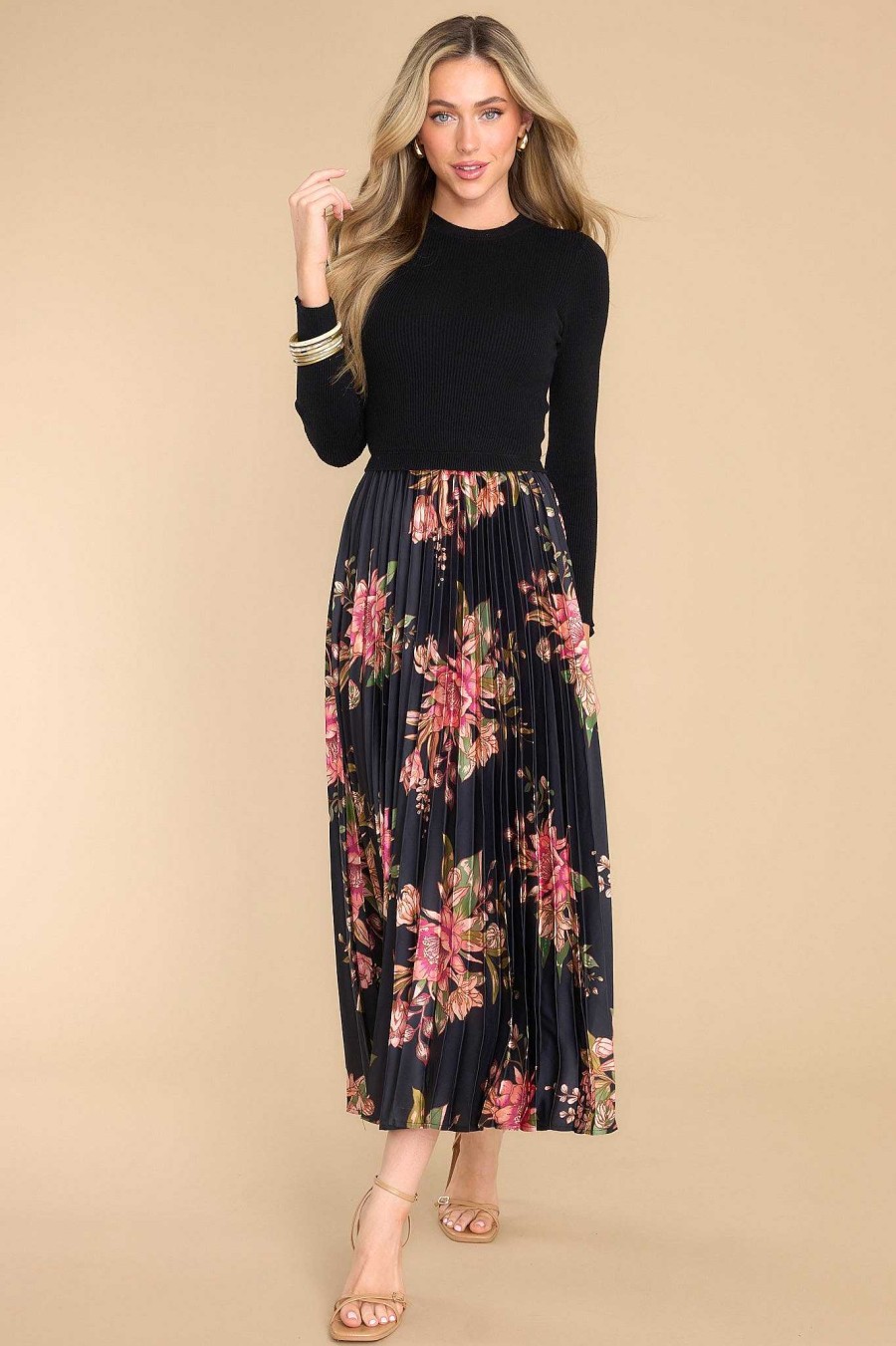 Clothing Red Dress Maxi Dresses | With Certainty Floral Maxi Dress Black