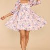 Clothing Red Dress Mini Dresses | Princess For A Day Multi Floral Print Dress Light Pink