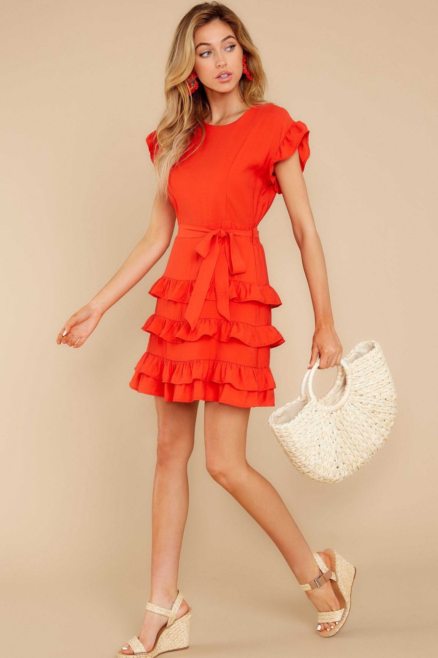 Clothing Red Dress Mini Dresses | Meet My Friends Dress Tomato Red