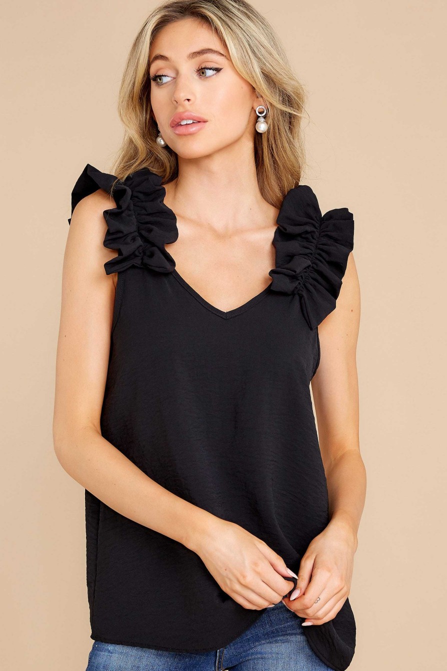 Clothing Red Dress Blouses & Shirts | Game Ready Top Black