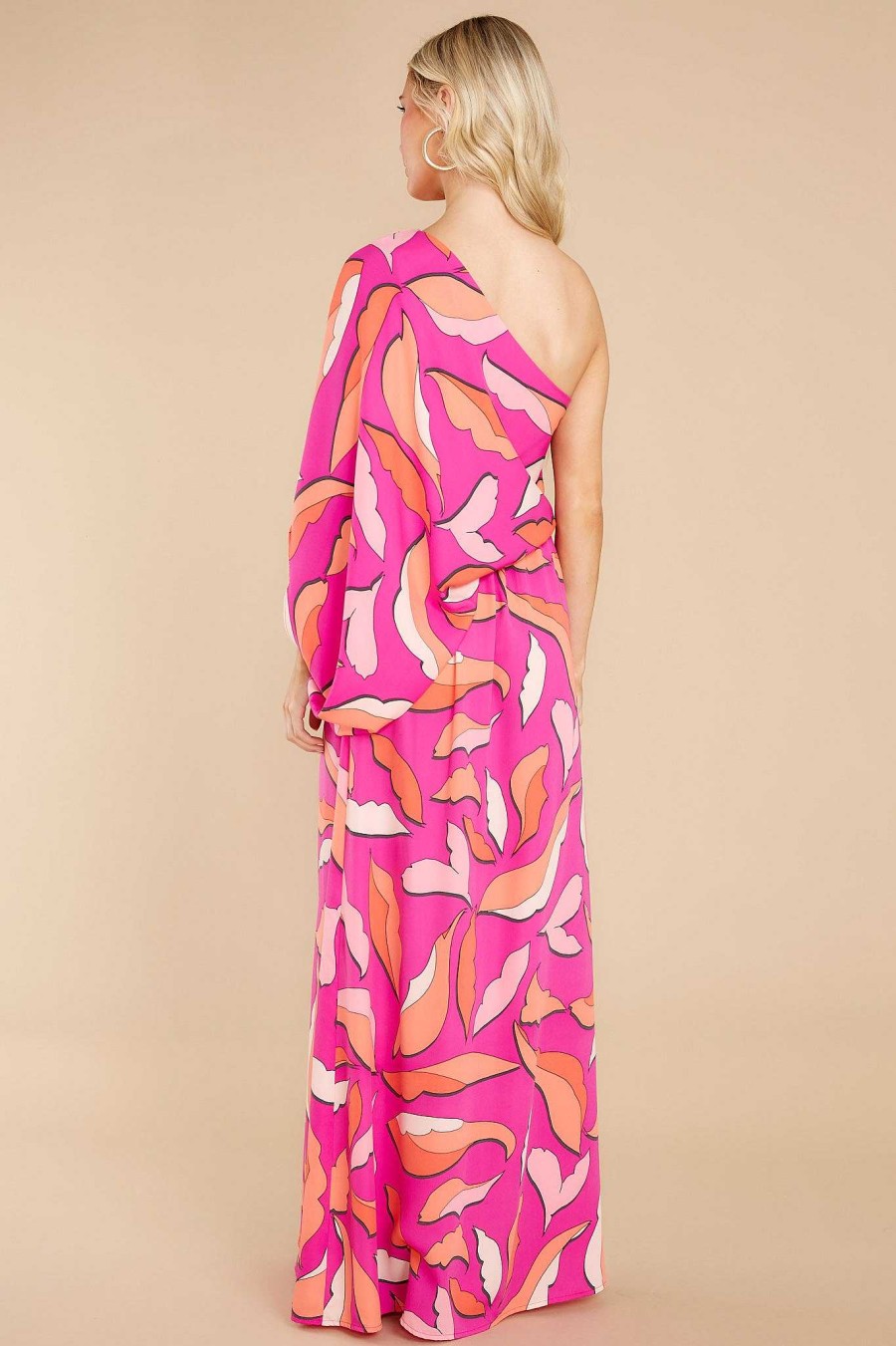 Clothing Red Dress Maxi Dresses | Beautifully Bold Hot Pink Multi Print Maxi Dress Beautifullybold Pink