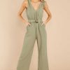 Clothing Red Dress Jumpsuits | Hint At Perfection Green Jumpsuit Moss
