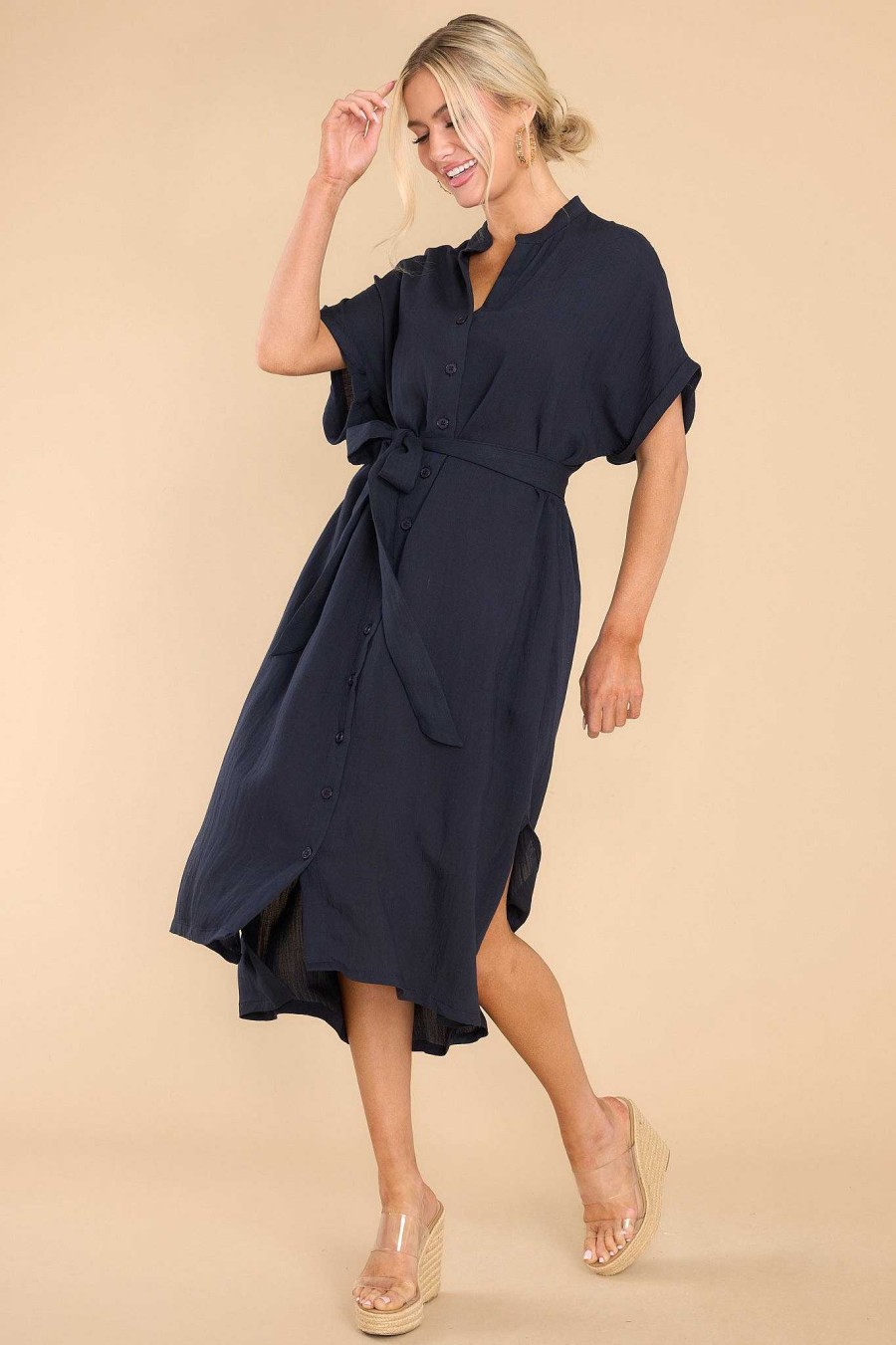Clothing Red Dress Midi Dresses | Find Your Bliss Midi Dress Navy