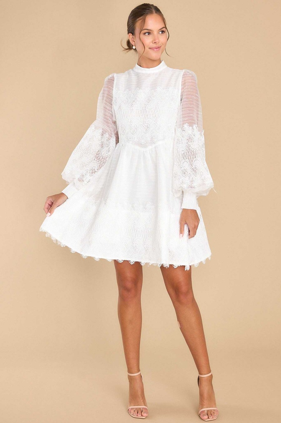 Clothing Aura Mini Dresses | On My Best Behavior Eyelet Dress White