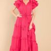 Clothing Aura Maxi Dresses | Ruffle Some Feathers Lipstick Maxi Dress Hot Pink