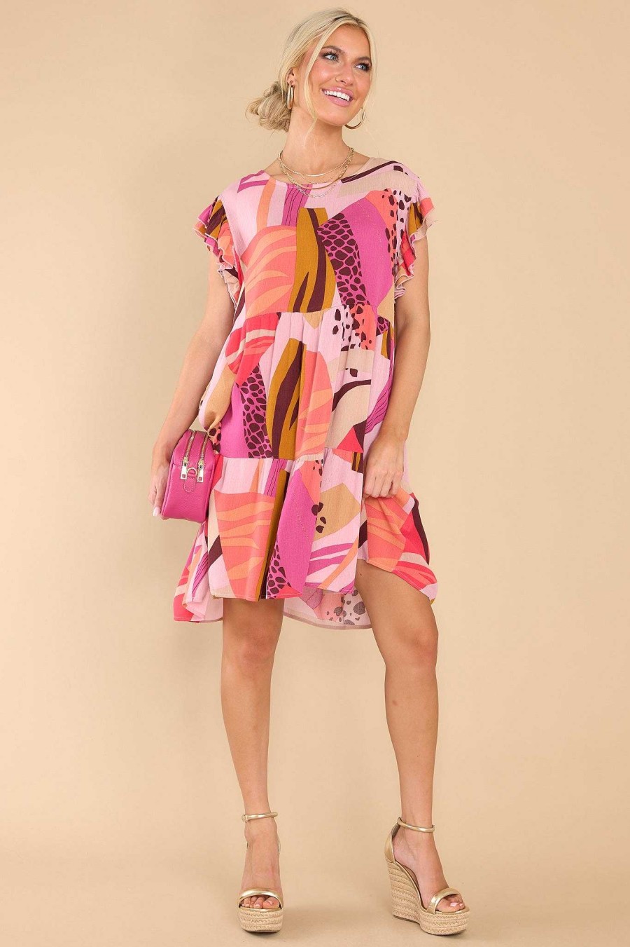 Clothing Red Dress Mini Dresses | Tell Me Anyway Mauve Print Dress Pink