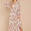 Clothing Aura Maxi Dresses | Favorable Outcome And Burgundy Floral Print Maxi Dress Ivory