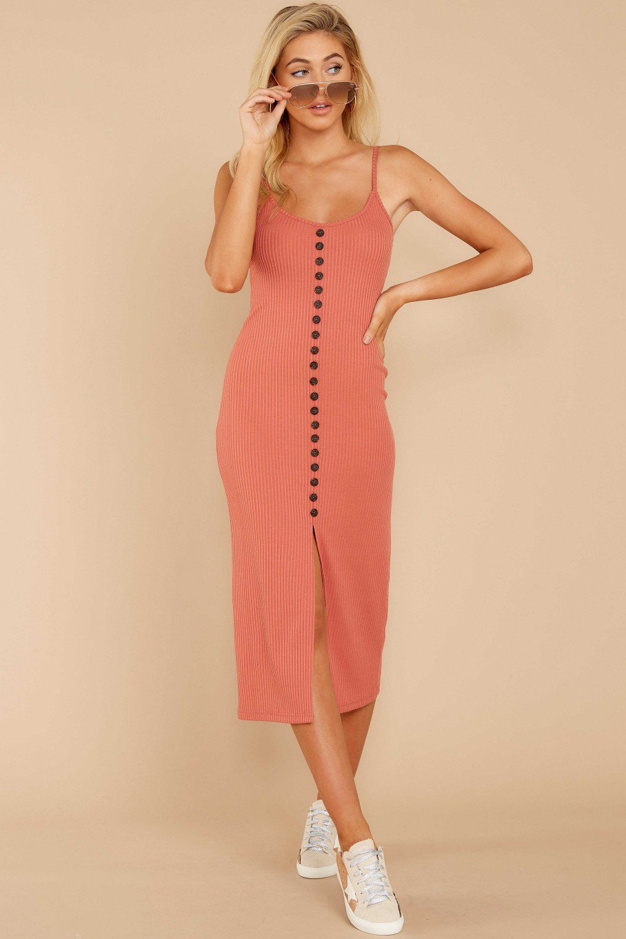 Clothing Dress Forum Midi Dresses | Check The Agenda Midi Dress Rose Coral