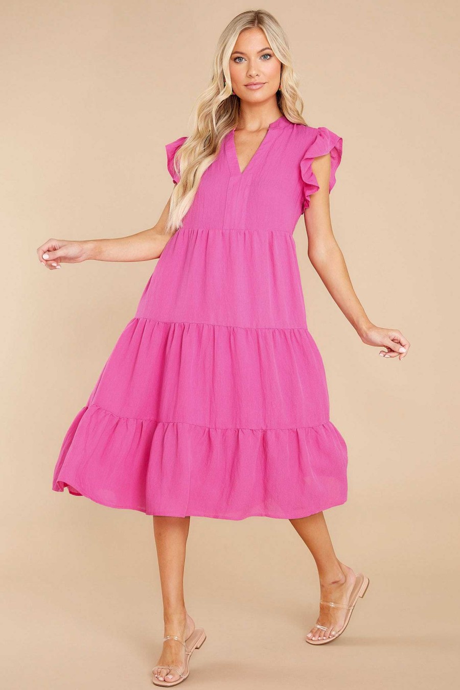 Clothing Red Dress Midi Dresses | Meaningful Ways Midi Dress Fuchsia
