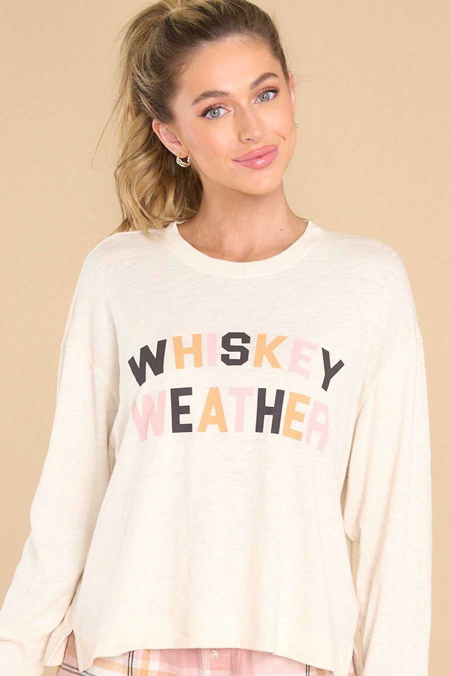 Clothing Z Supply Casual Tops | Chill Whiskey Long Sleeve Tee Natural