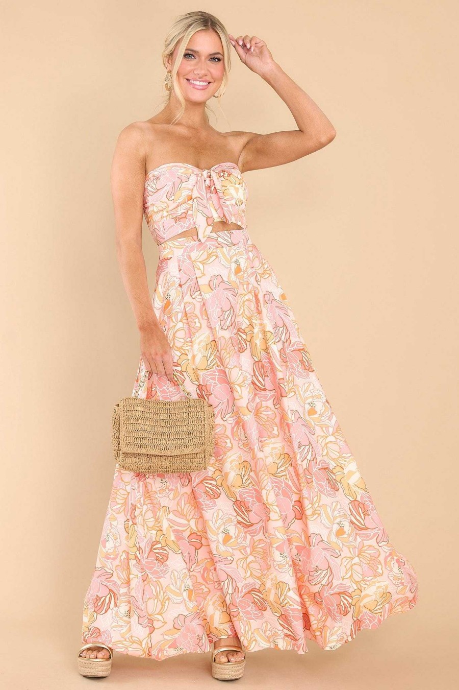 Clothing Red Dress Two Piece Sets | A Breath Of Air Two Piece Set Coral