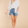 Clothing Red Dress Casual Tops | Rare Love Stripe Top White