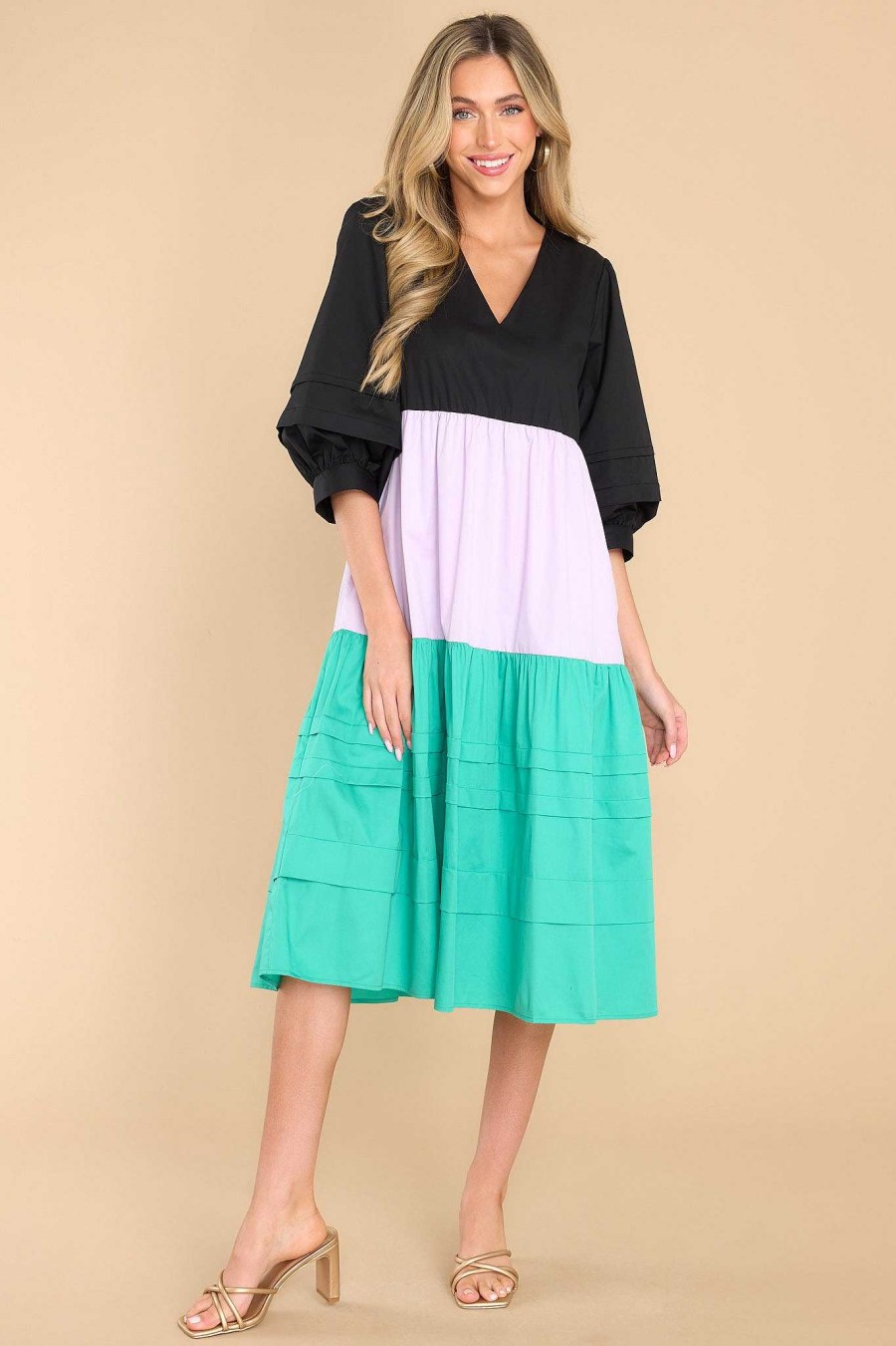 Clothing Crosby by Mollie Burch Midi Dresses | Wylie Unexpected Colorblock Dress Lavender