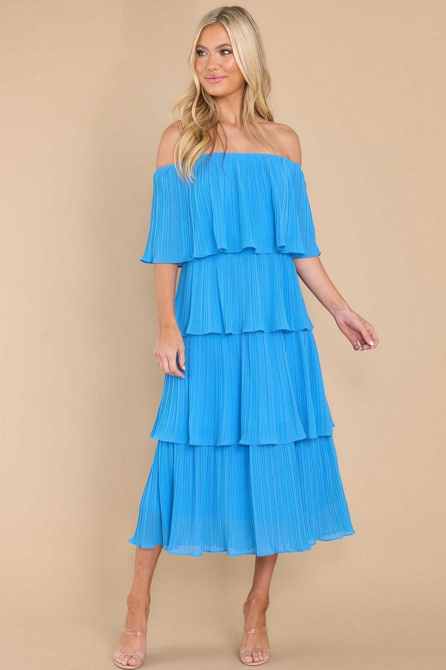 Clothing Red Dress Midi Dresses | See It Happen Midi Dress Blue