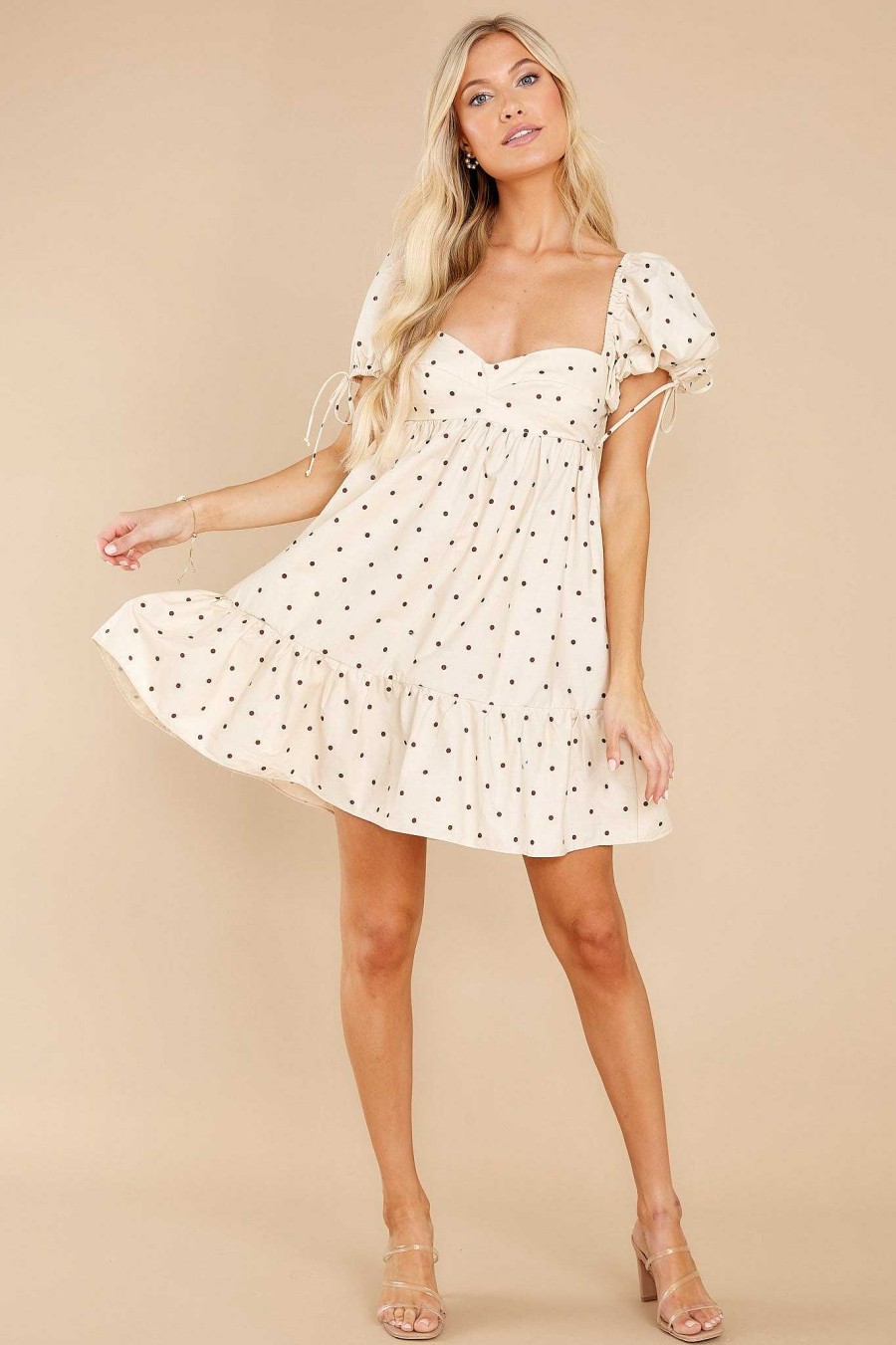 Clothing Red Dress Mini Dresses | Happy To Hear Cream Polka Dot Dress Cream Dot