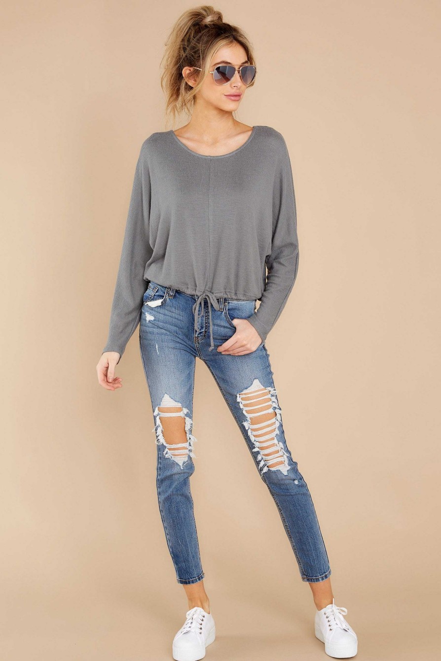 Clothing Z Supply Sweaters | Dollie Slub Sweater Top Ash Green