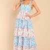Clothing Red Dress Maxi Dresses | On The Edge Of Spring Blue Floral Print Maxi Dress Blue Ivory Floral