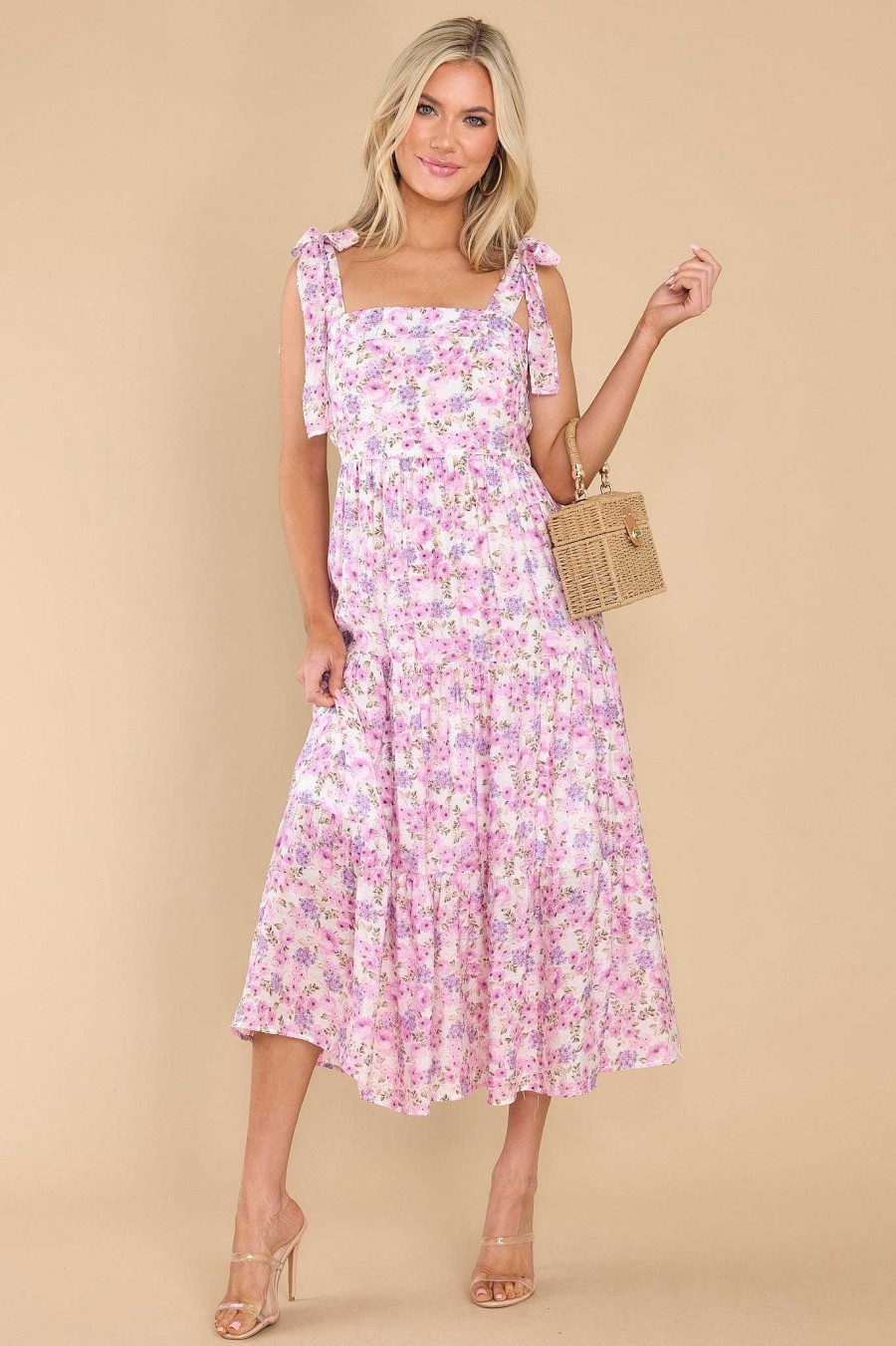 Clothing Red Dress Midi Dresses | To You From Me Midi Dress Pink Floral