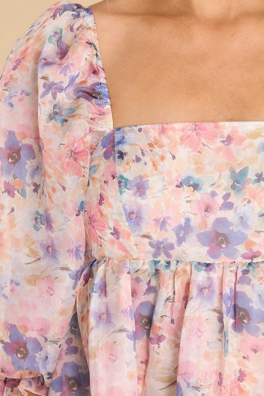 Clothing Red Dress Mini Dresses | Princess For A Day Multi Floral Print Dress Light Pink