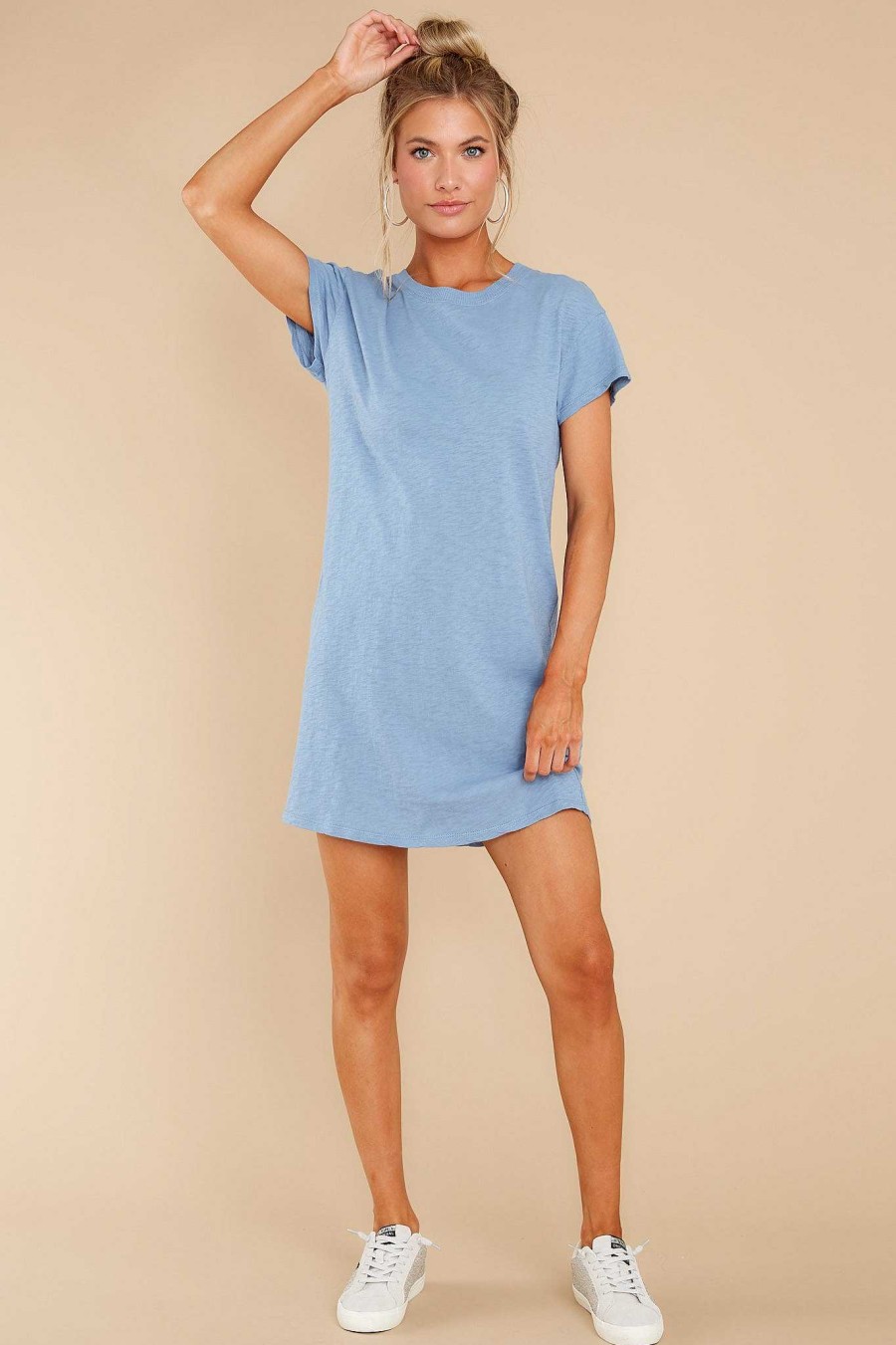 Clothing Z Supply Mini Dresses | Modern Crew Slub Tee Dress Ocean
