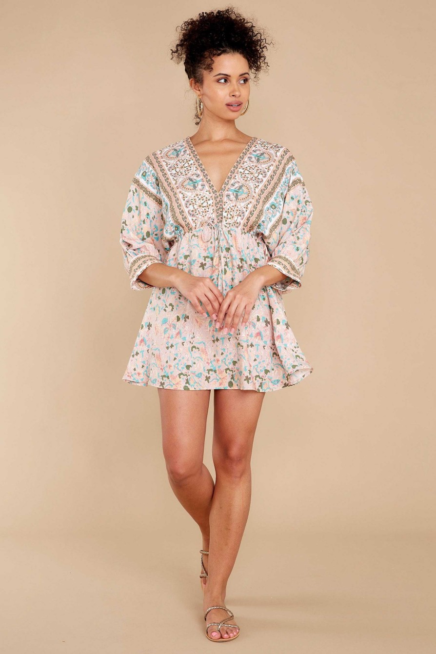 Clothing Red Dress Mini Dresses | Inner Serenity Blush Multi Print Dress Pink