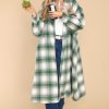 Clothing Aura Coats | Cuddly Company Plaid Coat Green