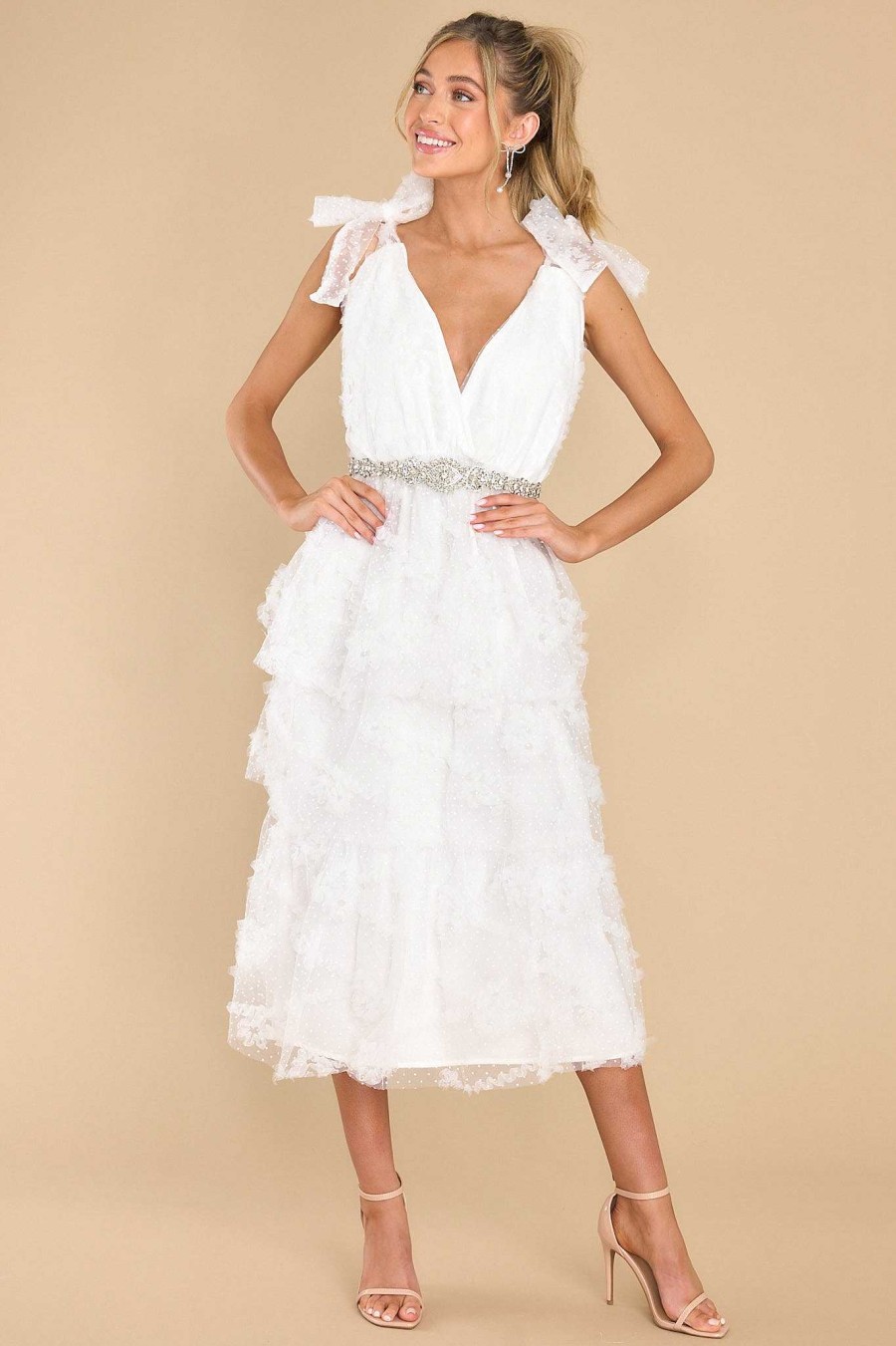 Clothing Red Dress Midi Dresses | Stolen Glances Midi Dress White
