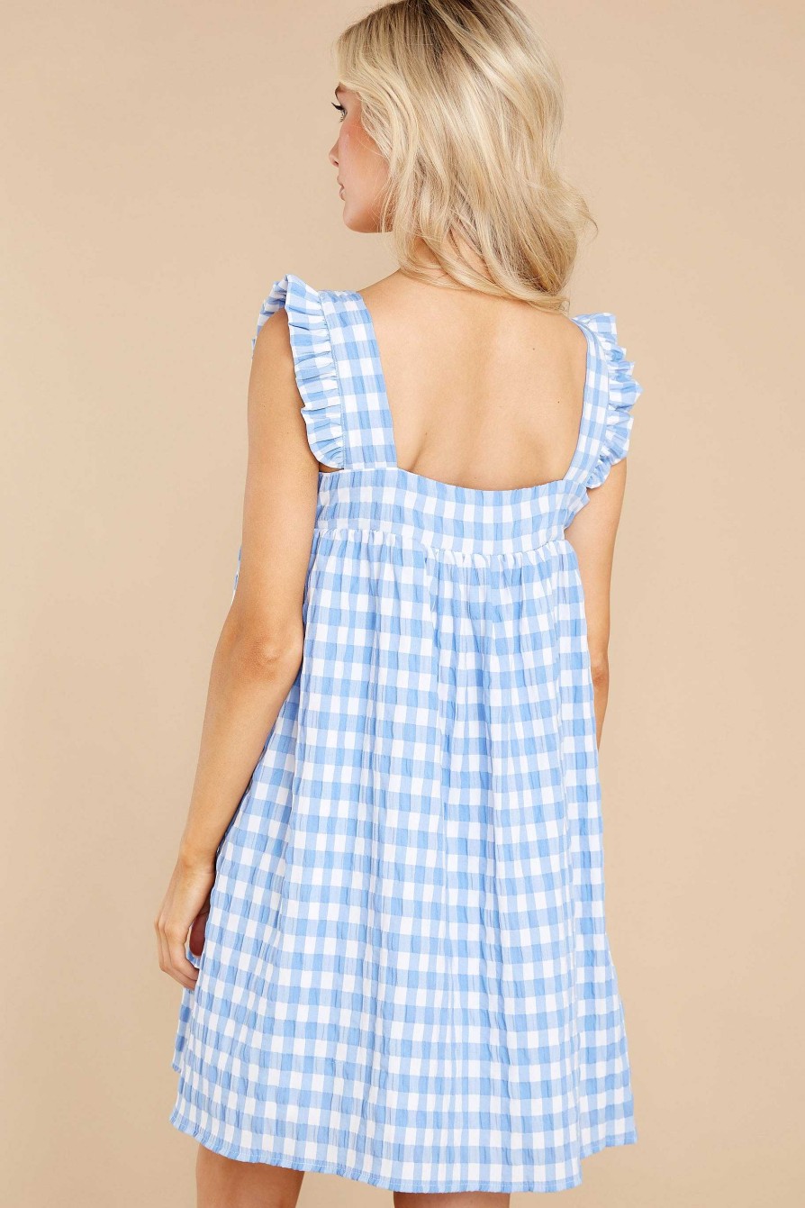 Clothing Red Dress Mini Dresses | Relaxing Days Gingham Dress Blue