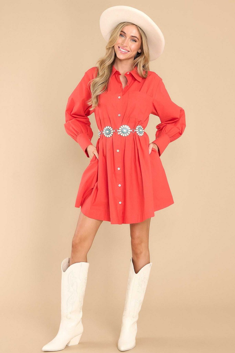 Clothing Aura Mini Dresses | Game Changer Dress Tomato Red