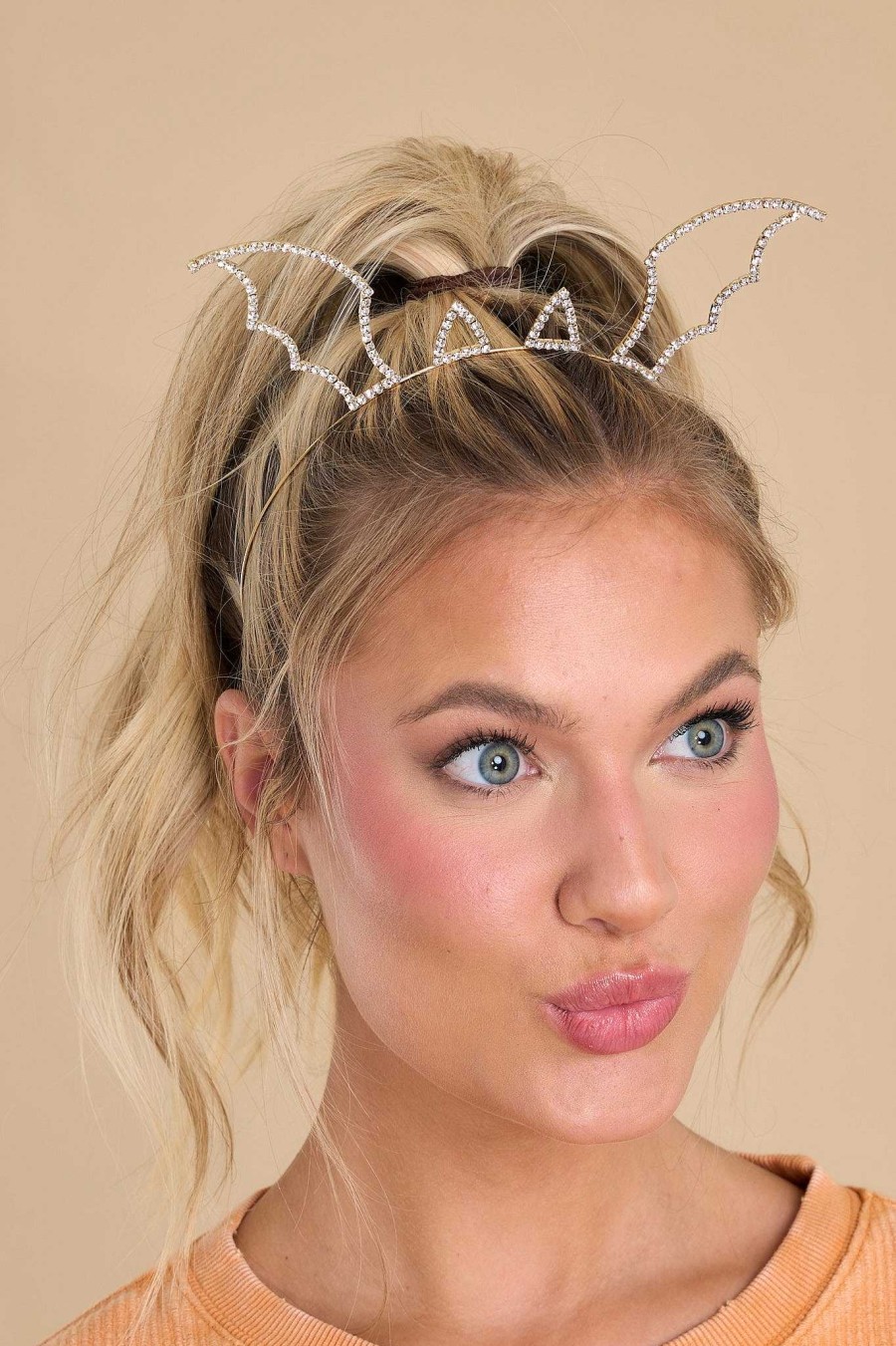 Accessories Red Dress Hair Accessories | She'S A Batty Headband Gold