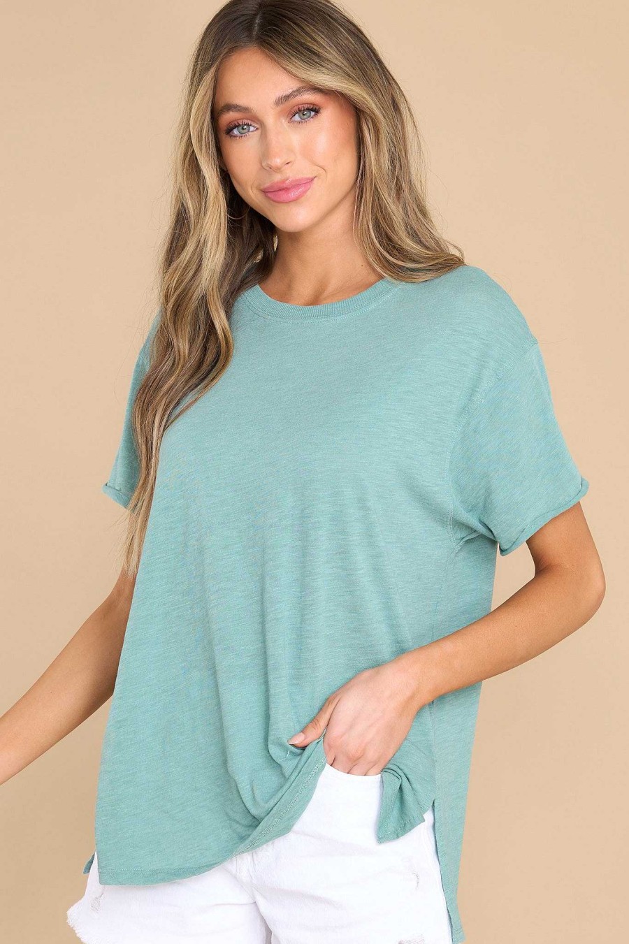 Clothing Z Supply Casual Tops | Rebel Cactus Oversized Tee Sage