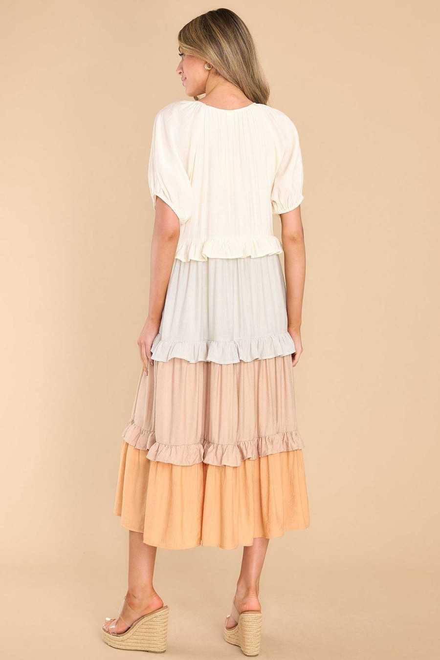 Clothing Red Dress Midi Dresses | For My Sake Midi Dress Natural Multi