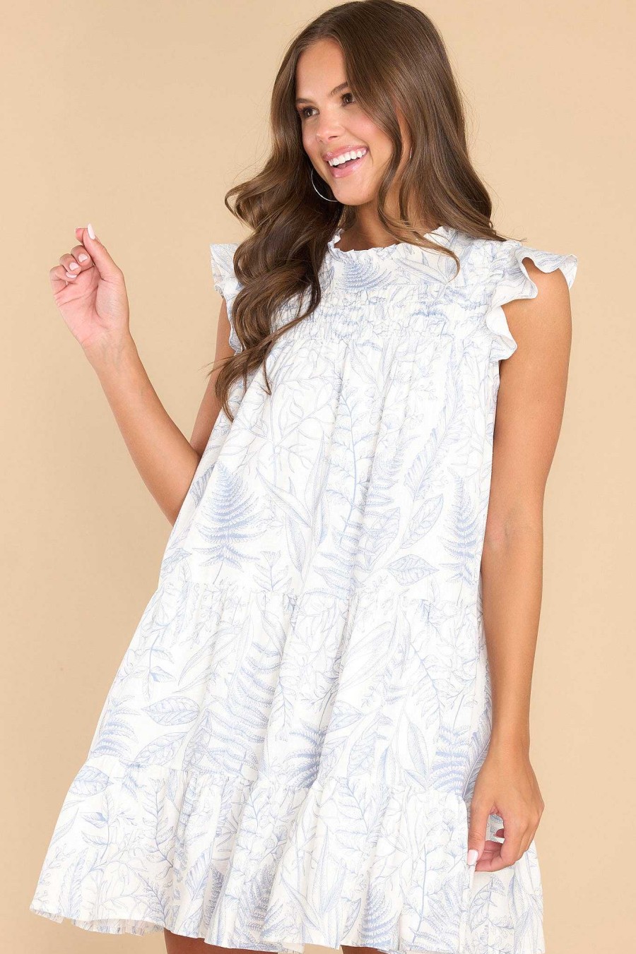 Clothing Aura Mini Dresses | Incredible Moments Blue Print Dress Pastel Blue