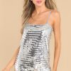 Clothing Red Dress Mini Dresses | Moody Charm Sequin Dress Silver