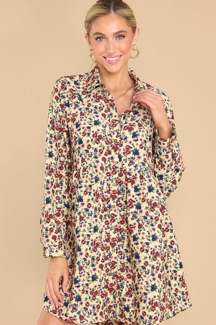 Clothing Red Dress Mini Dresses | Make It Better Floral Print Dress Ivory