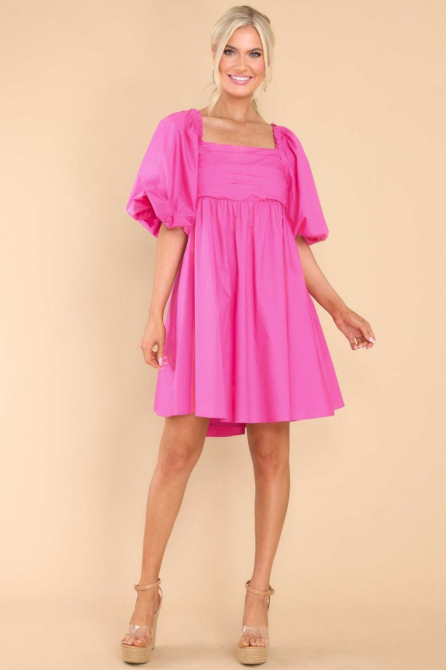 Clothing Red Dress Mini Dresses | That Warm Glow Pink Dress Hot Pink