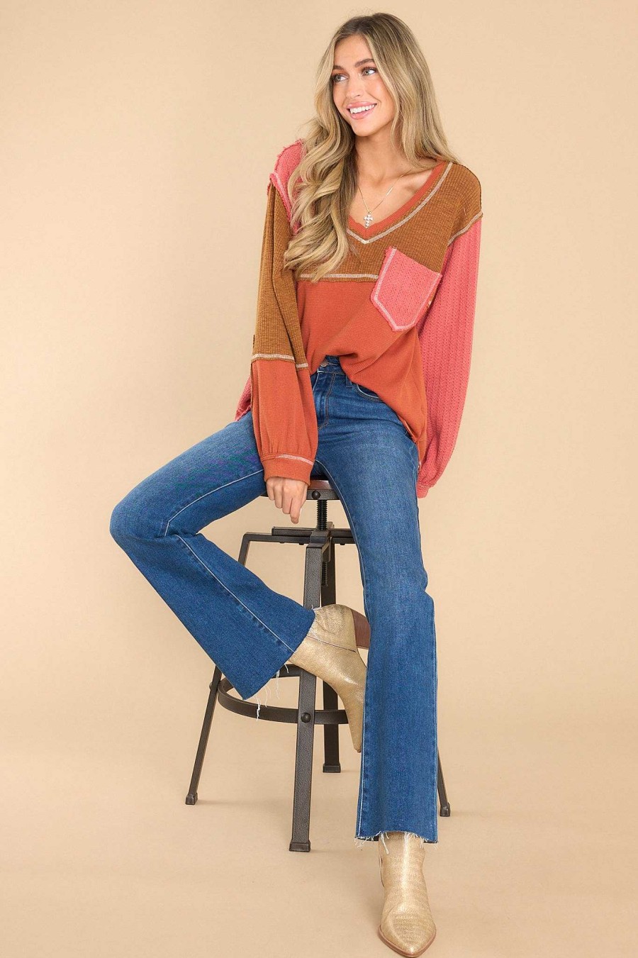 Clothing Red Dress Casual Tops | Where Are You Now Brick Top Red
