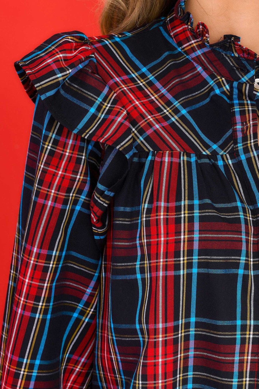 Clothing Aura Blouses & Shirts | Sled You Go Plaid Top Black