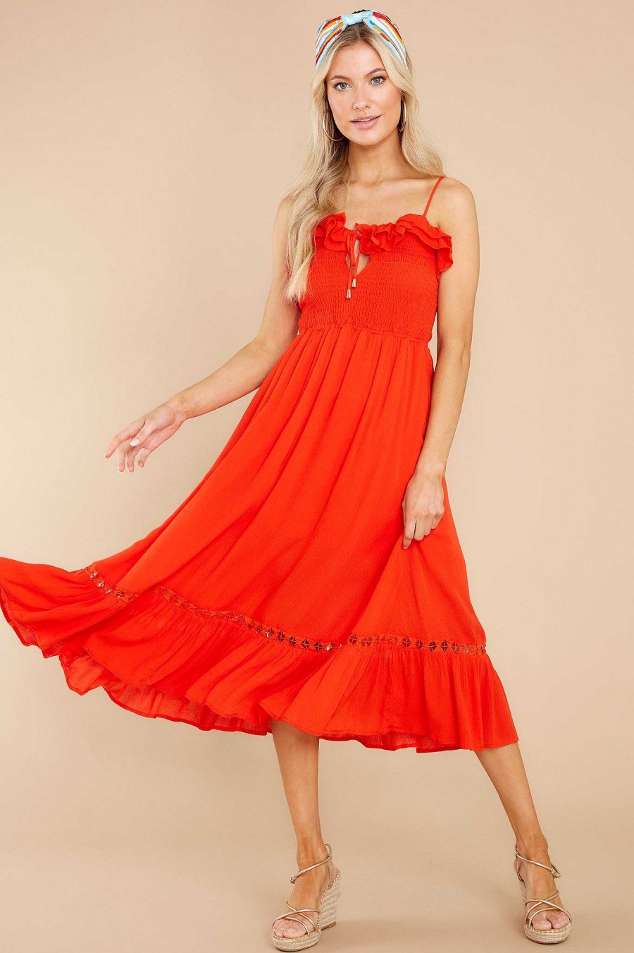 Clothing Red Dress Midi Dresses | Get My Attention Midi Dress Red