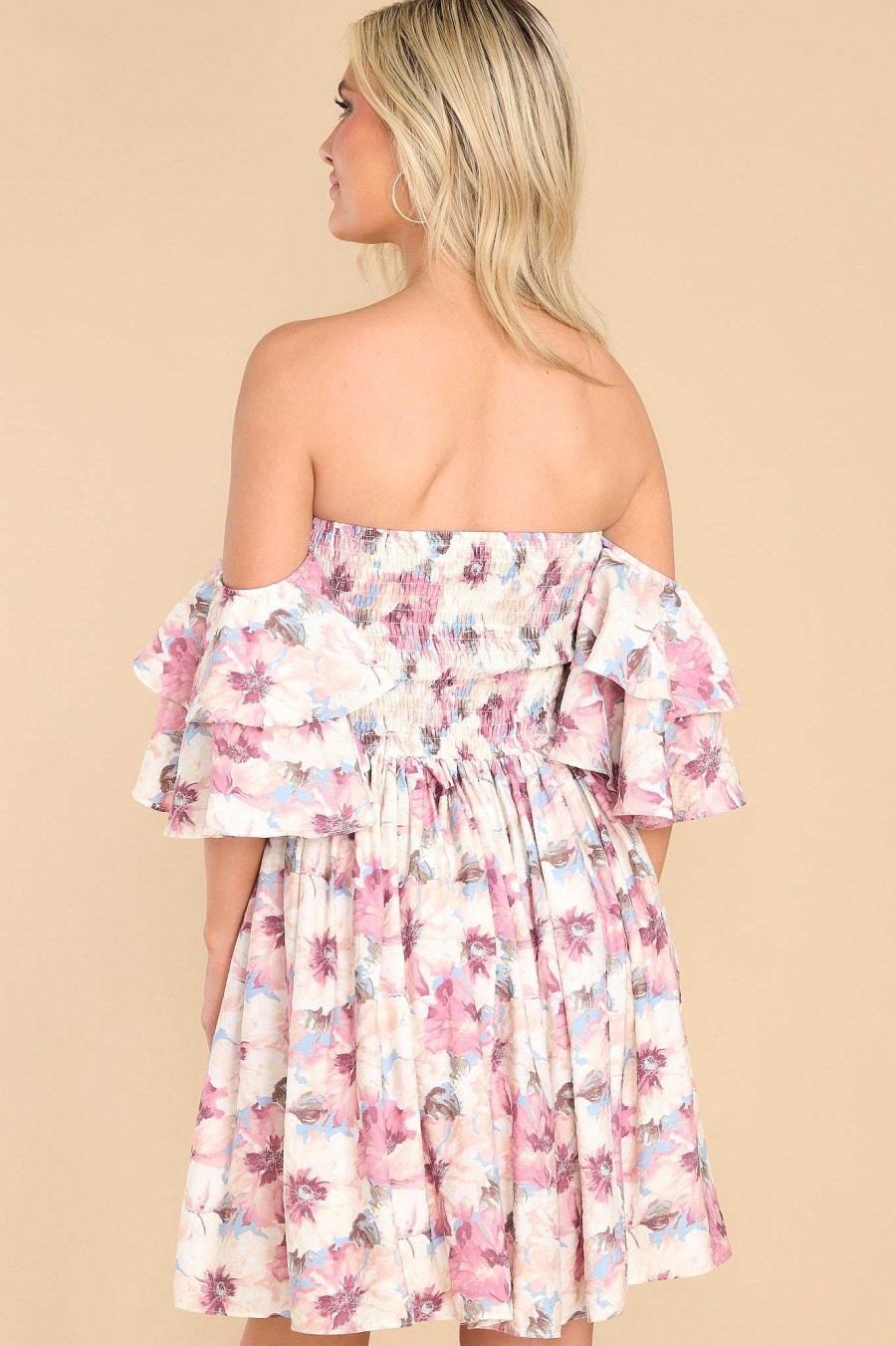 Clothing Red Dress Mini Dresses | Romance In The Air Dress Ivory Floral
