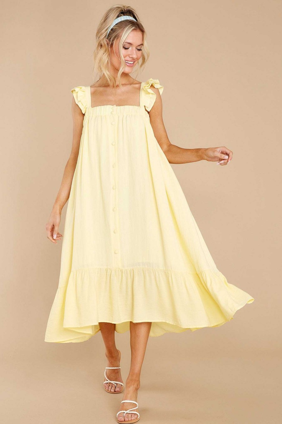 Clothing Red Dress Midi Dresses | So You Hear Sunshine Midi Dress Yellow