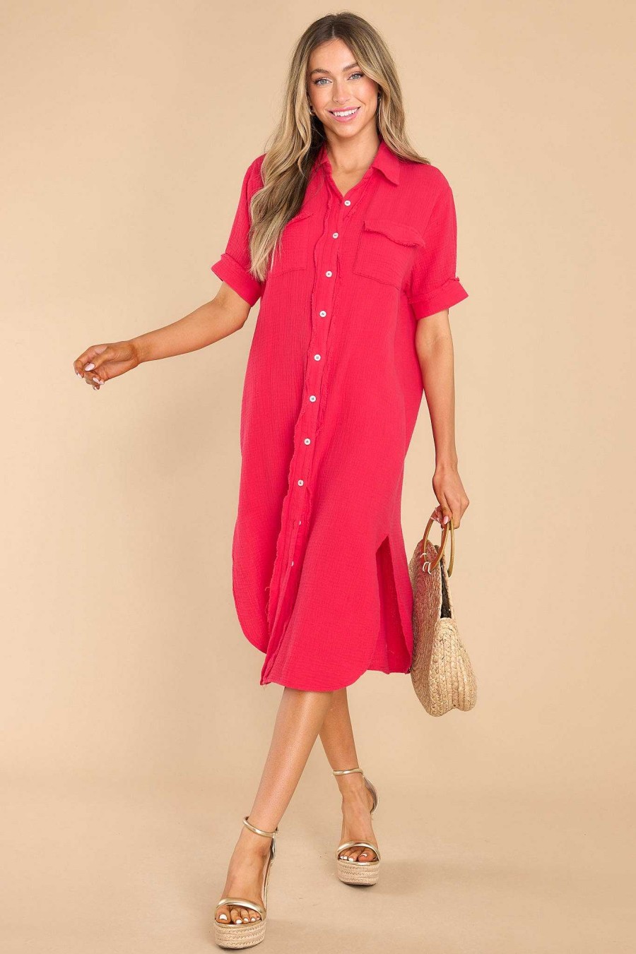 Clothing Red Dress Midi Dresses | Flawless And Free Midi Dress Red
