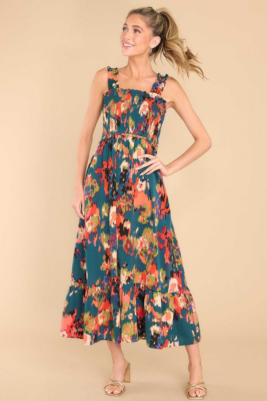 Clothing Red Dress Midi Dresses | Offer The World Multi Maxi Dress Teal