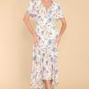Clothing Red Dress Midi Dresses | Make An Impact Floral Midi Dress Ivory