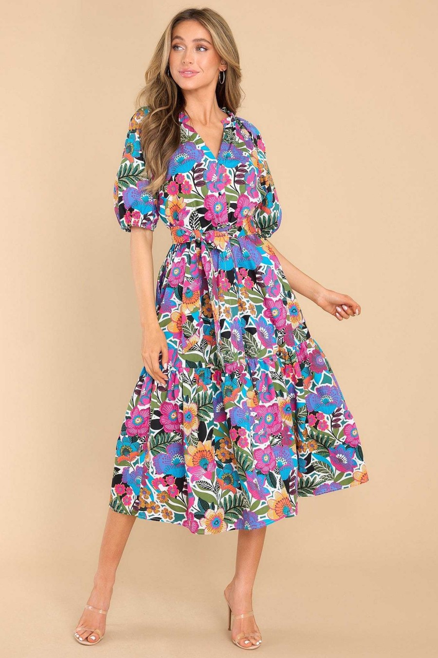 Clothing Red Dress Midi Dresses | Flawless Expression Multi Floral Print Maxi Dress White