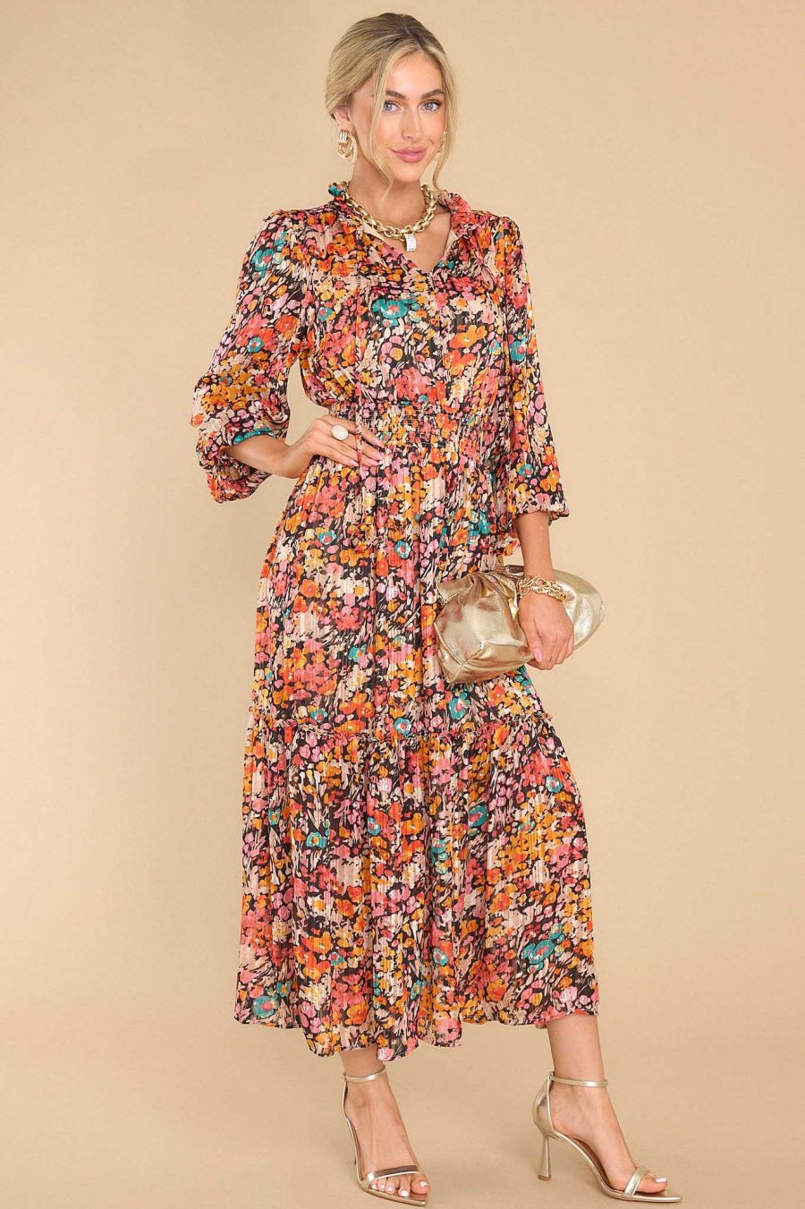 Clothing Red Dress Maxi Dresses | Be Prepared Multi Print Maxi Dress Black