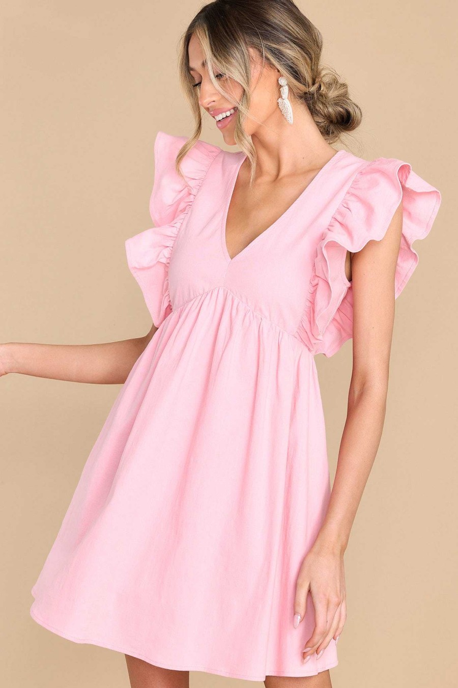 Clothing Red Dress Casual Dresses | Plain And Simple Dress Light Pink
