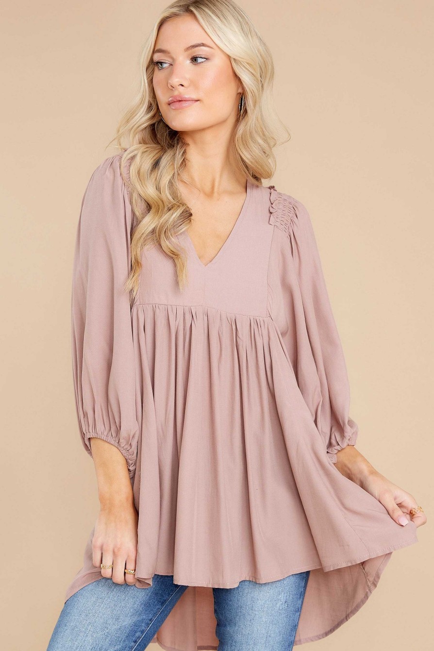 Clothing Red Dress Blouses & Shirts | Whatever It Takes Top Dusty Mauve