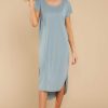 Clothing Red Dress Midi Dresses | Look For Comfort Dress Dusty Blue